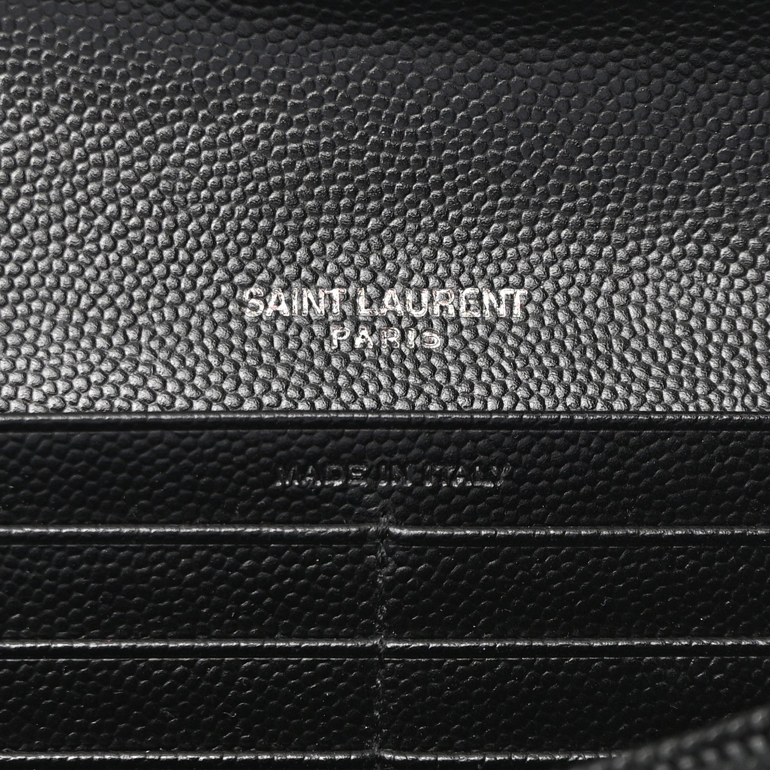 Saint Laurent Grain De Poudre Matelasse Chevron Monogram Flap Wallet Black 6 of 8