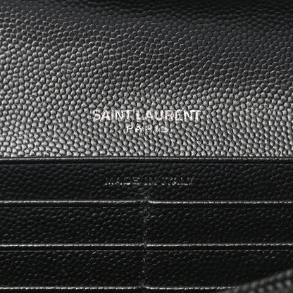Saint Laurent Grain De Poudre Matelasse Chevron Monogram Flap Wallet Black 6 of 8