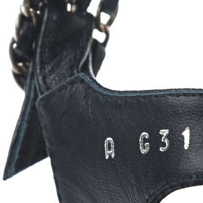Chanel Lambskin Chain CC Logo Thong Sandals 38 Navy 6 of 6