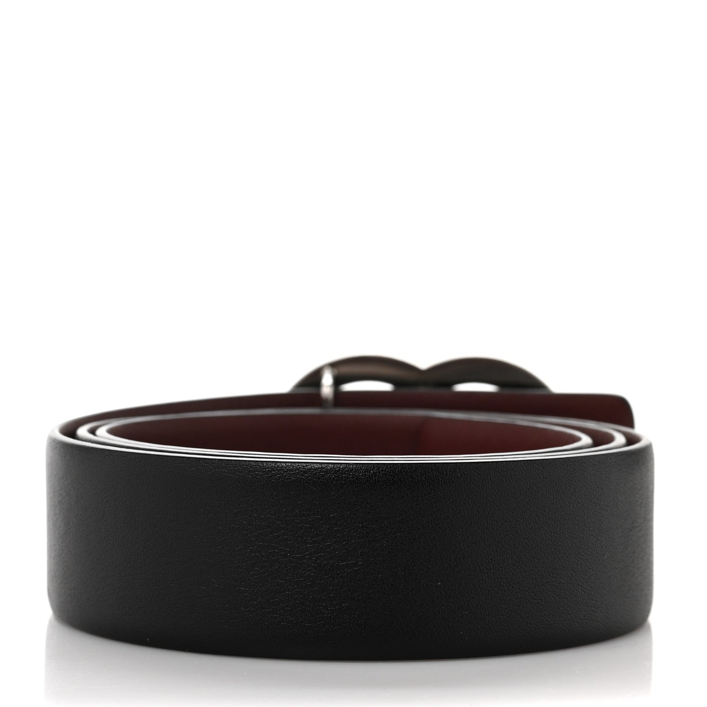 Calfskin CC Reversible Belt 75 Black Burgundy
