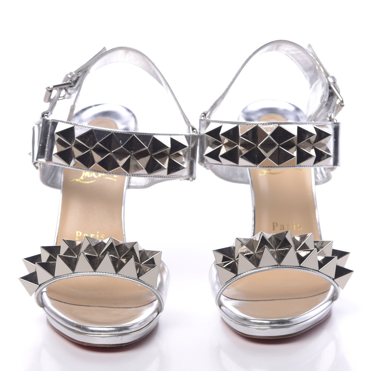 Christian Louboutin Specchio Miziggoo Spiked 120 Pumps 38 Silver 2 of 10