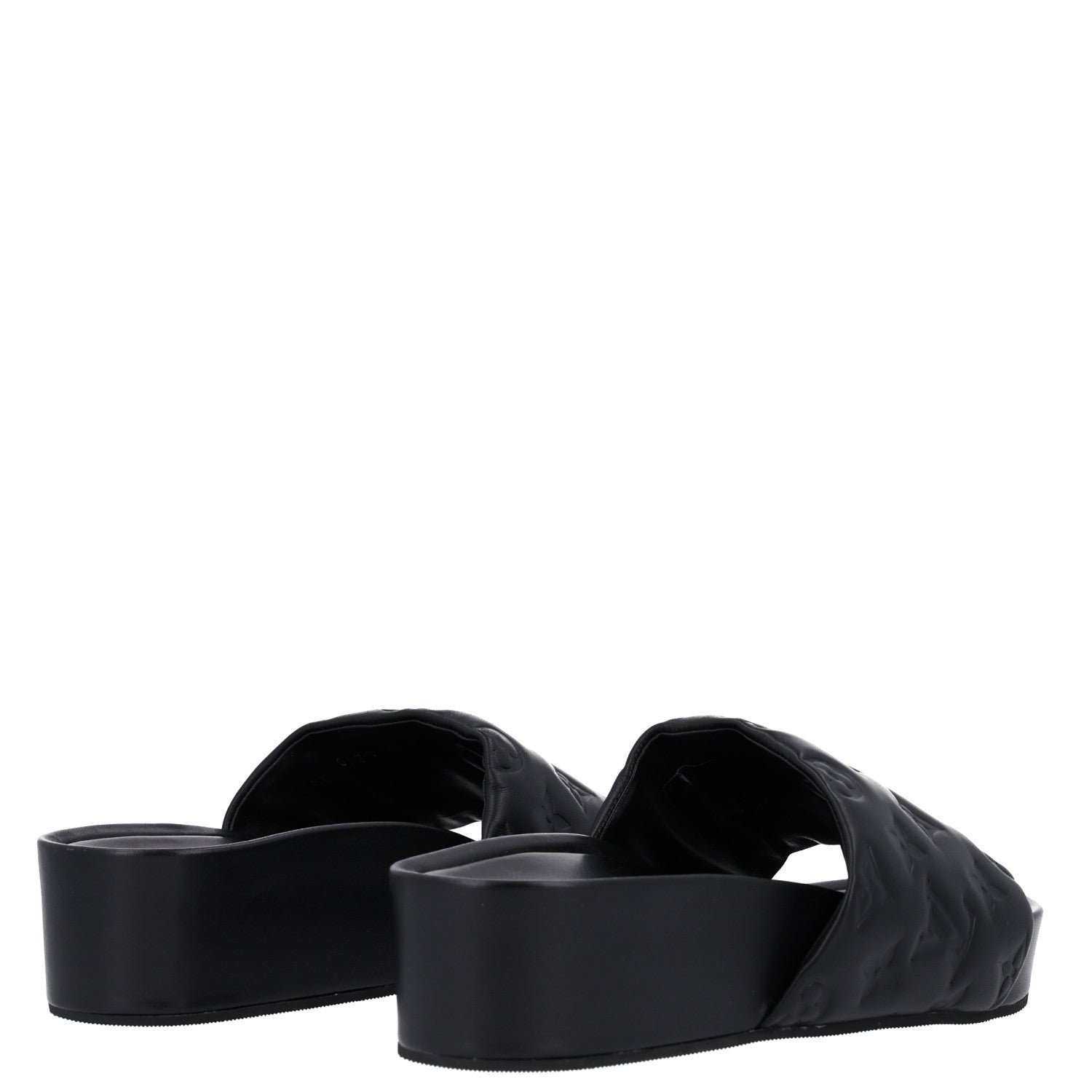 Louis Vuitton Lambskin Embossed Monogram Jumbo Flatform Mule Sandals 40 Black 5 of 10