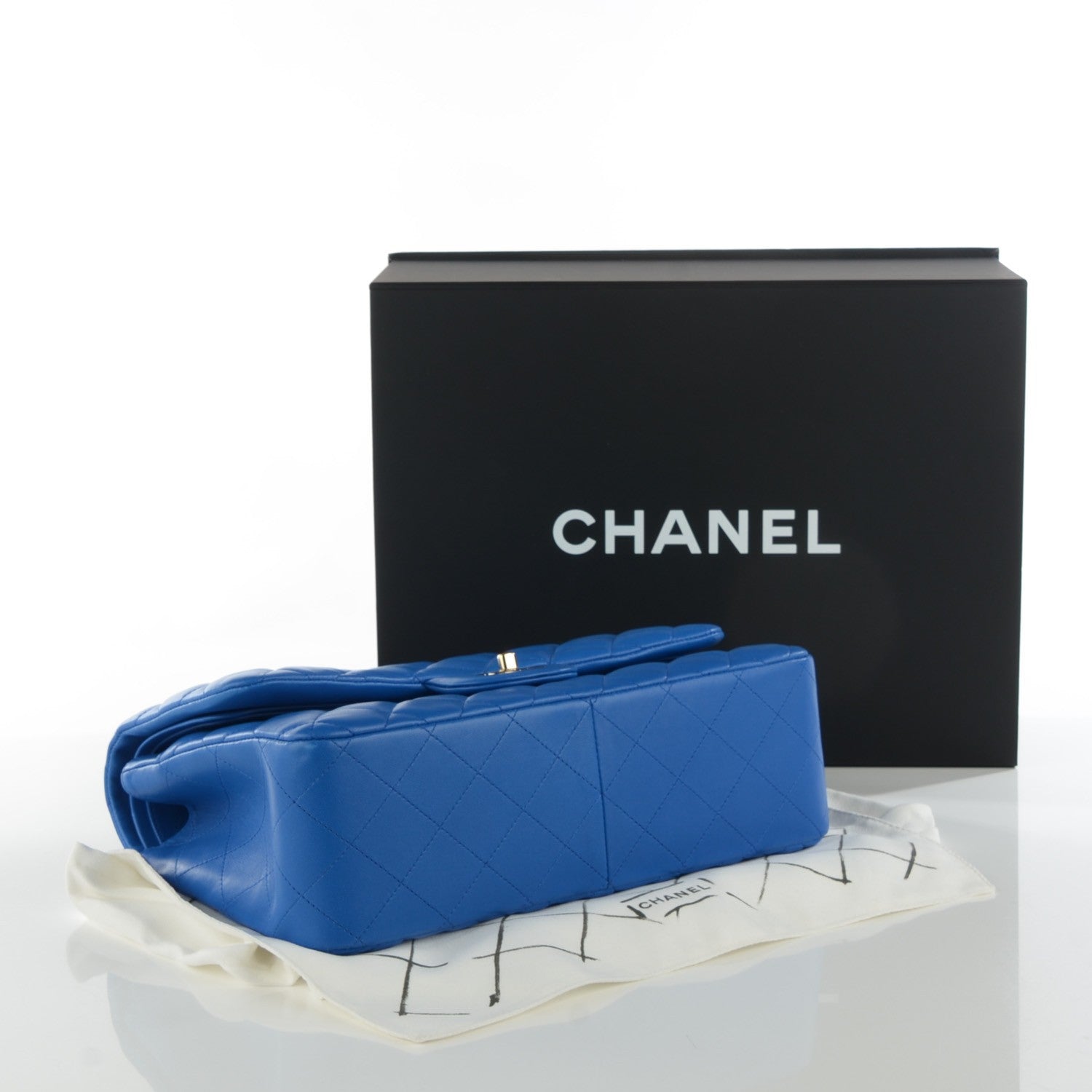 Chanel Lambskin Quilted Jumbo Double Flap Bright Blue 4 of 9