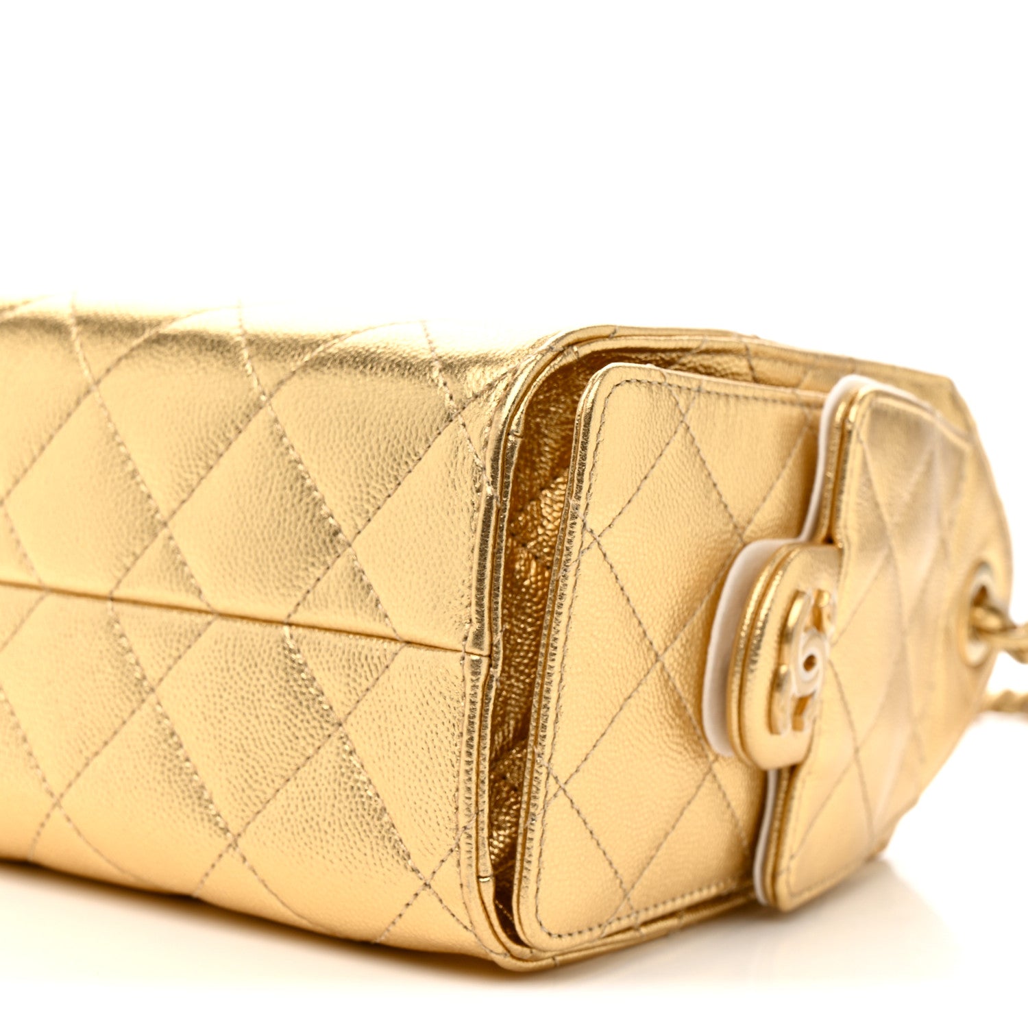 Chanel Metallic Caviar Quilted Mini Chanel 25 Handbag Gold 10 of 11
