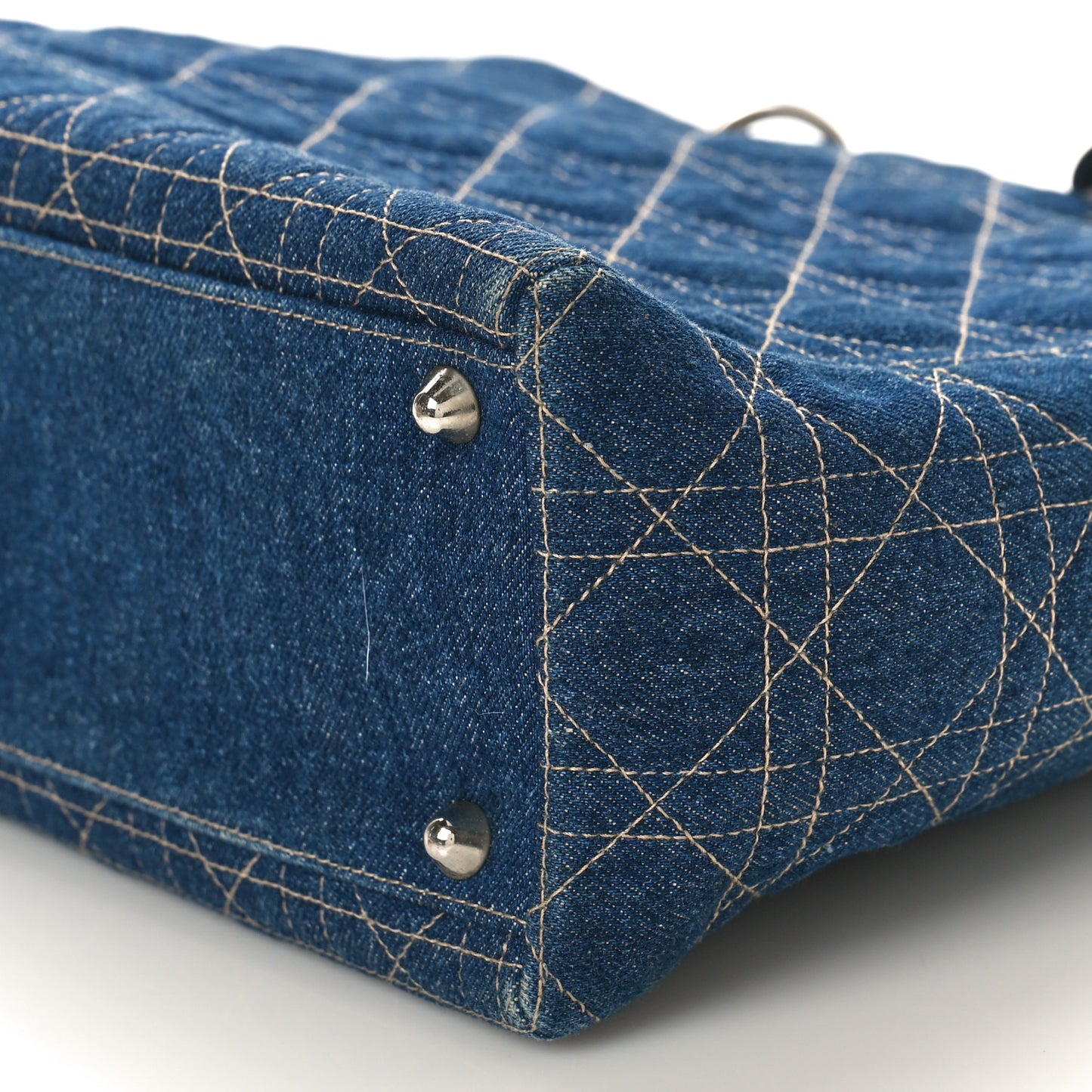 Denim Cannage Large Lady Dior Blue