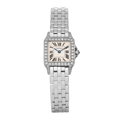 Cartier 18K White Gold Diamond 20mm Santos Demoiselle Quartz Watch 1 of 5