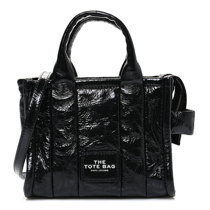 Marc Jacobs Shiny Crinkled Calfskin Mini The Tote Bag Black 1 of 10
