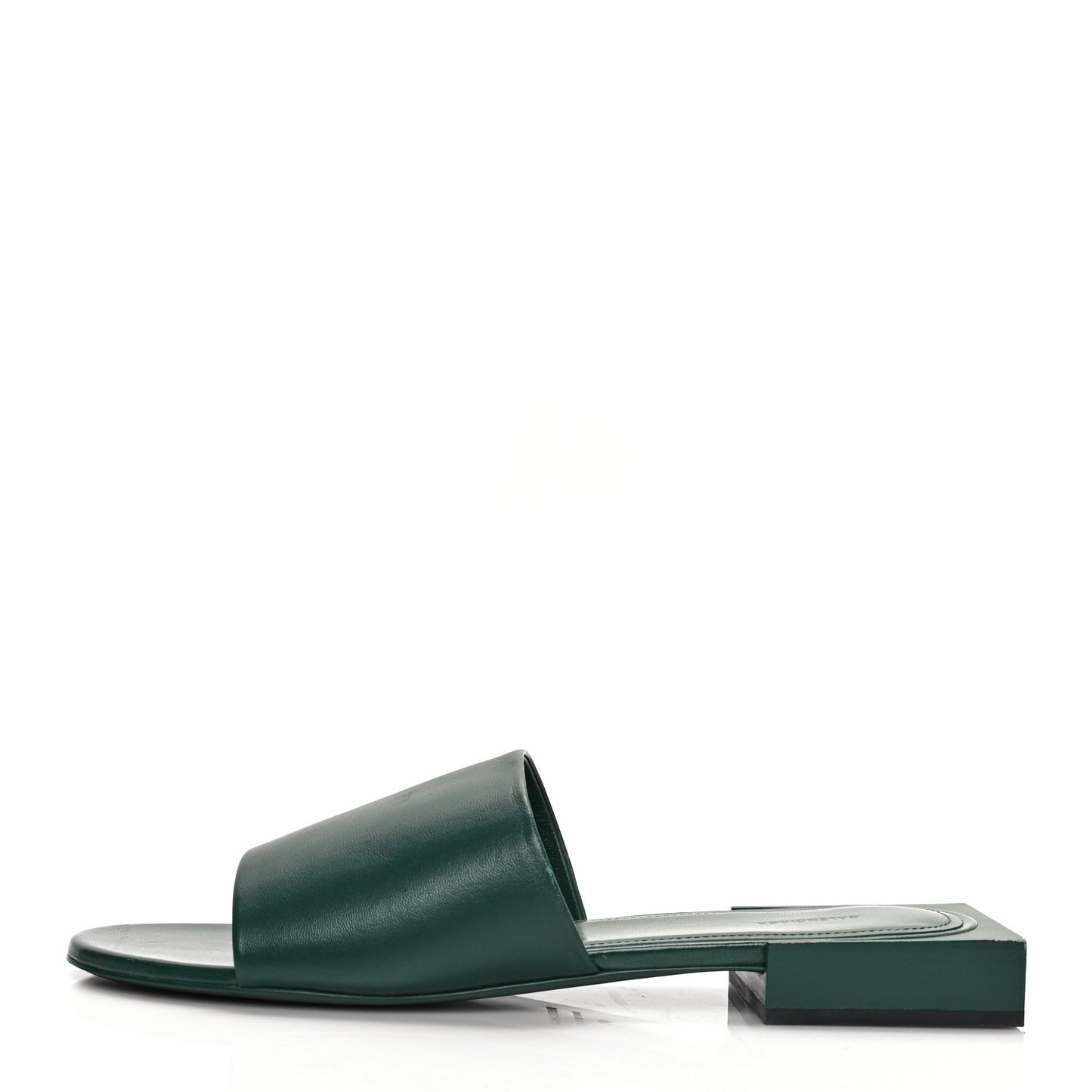 Shiny Sheepskin Box Flat Sandal 41 Green