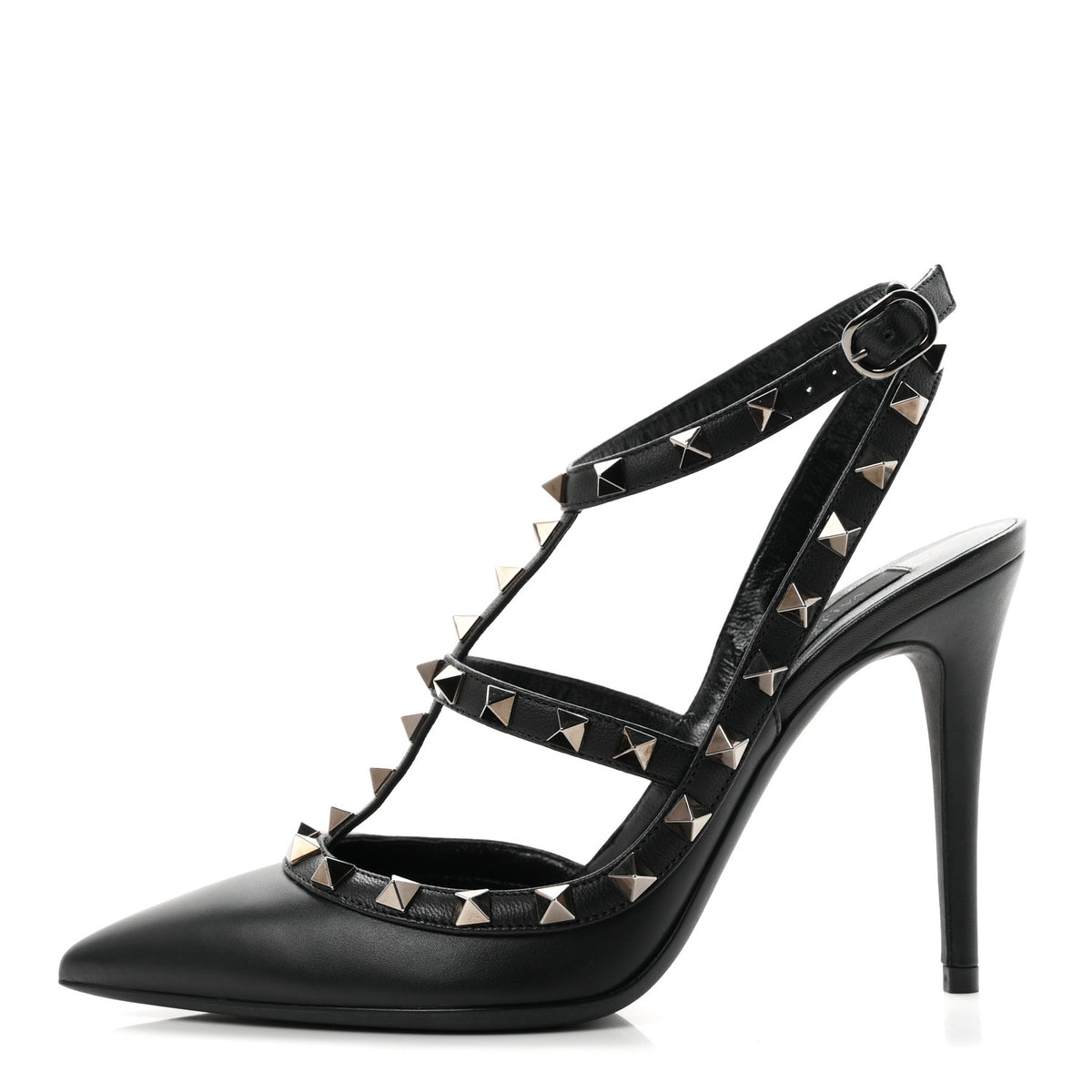 Valentino Garavani Nappa Rockstud Ankle Strap Pumps 37.5 Black 1 of 9