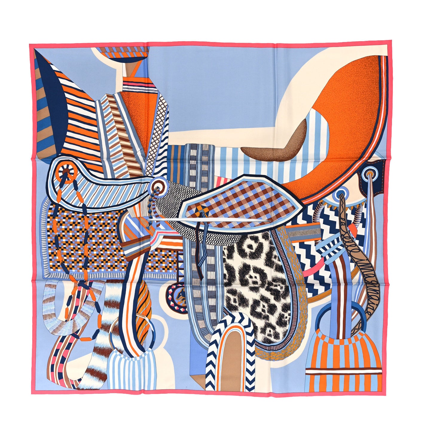 Silk La Selle Imaginaire Dossard Scarf 90 Bleu Tabac Grenadine