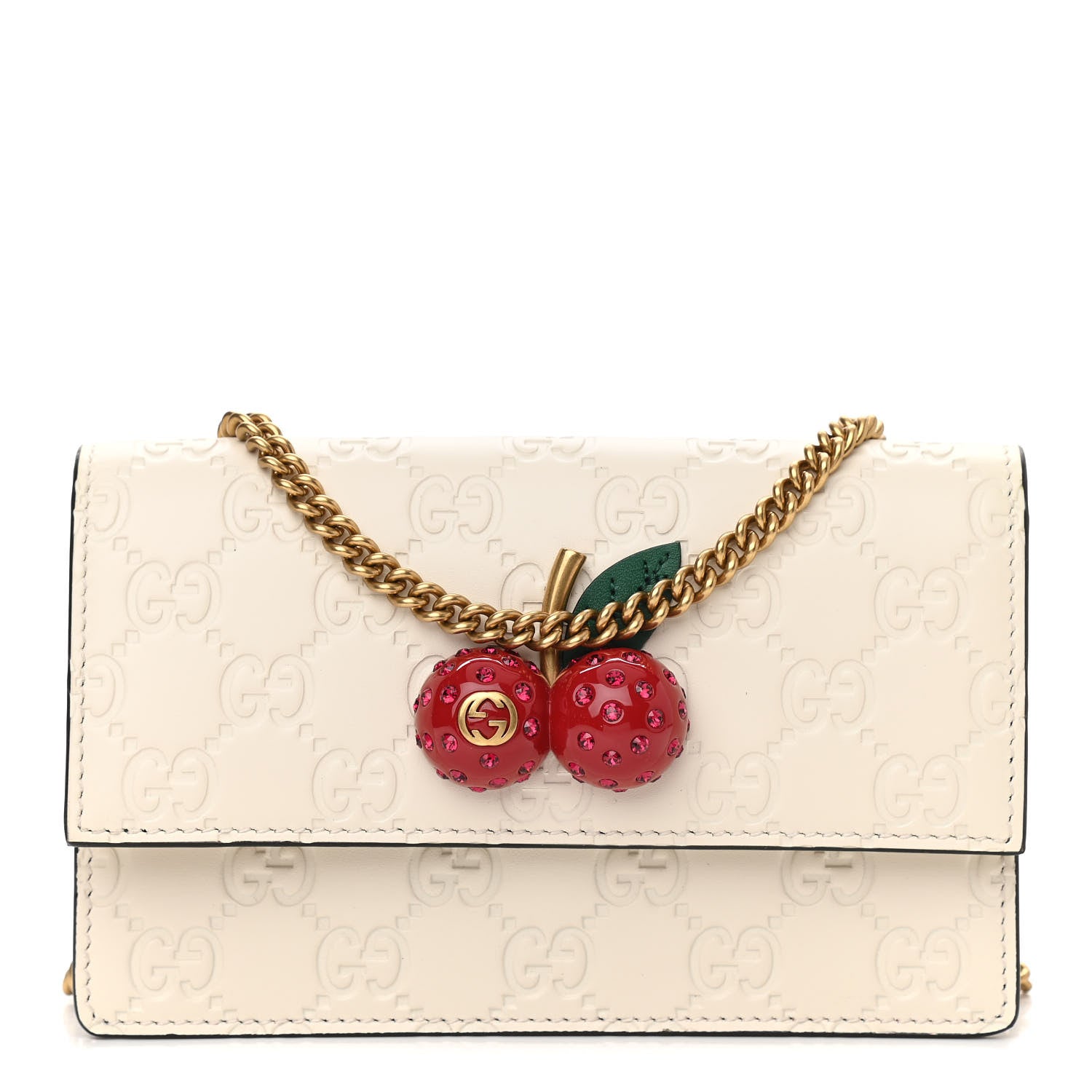 Gucci Guccissima Mini Cherry Chain Bag White 1 of 11