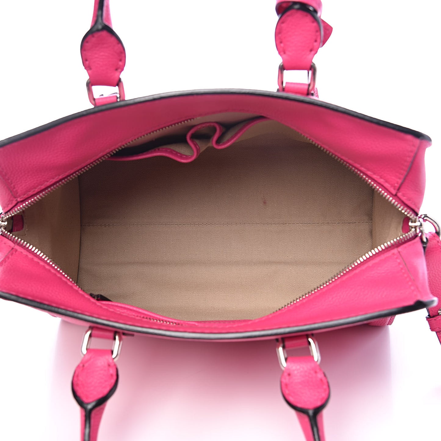 Pebbled Calfskin Small Skull Padlock Zip Around Tote Bouganville