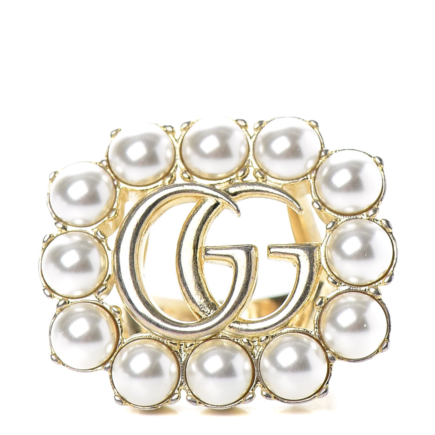 Gucci Pearl Double G Ring S Gold 1 of 5