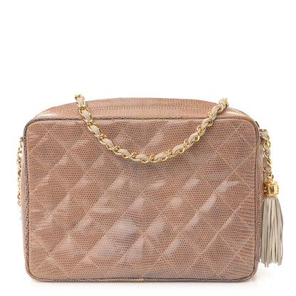 Chanel Lizard Quilted Small Tassel Camera Case Brown 1 of 12