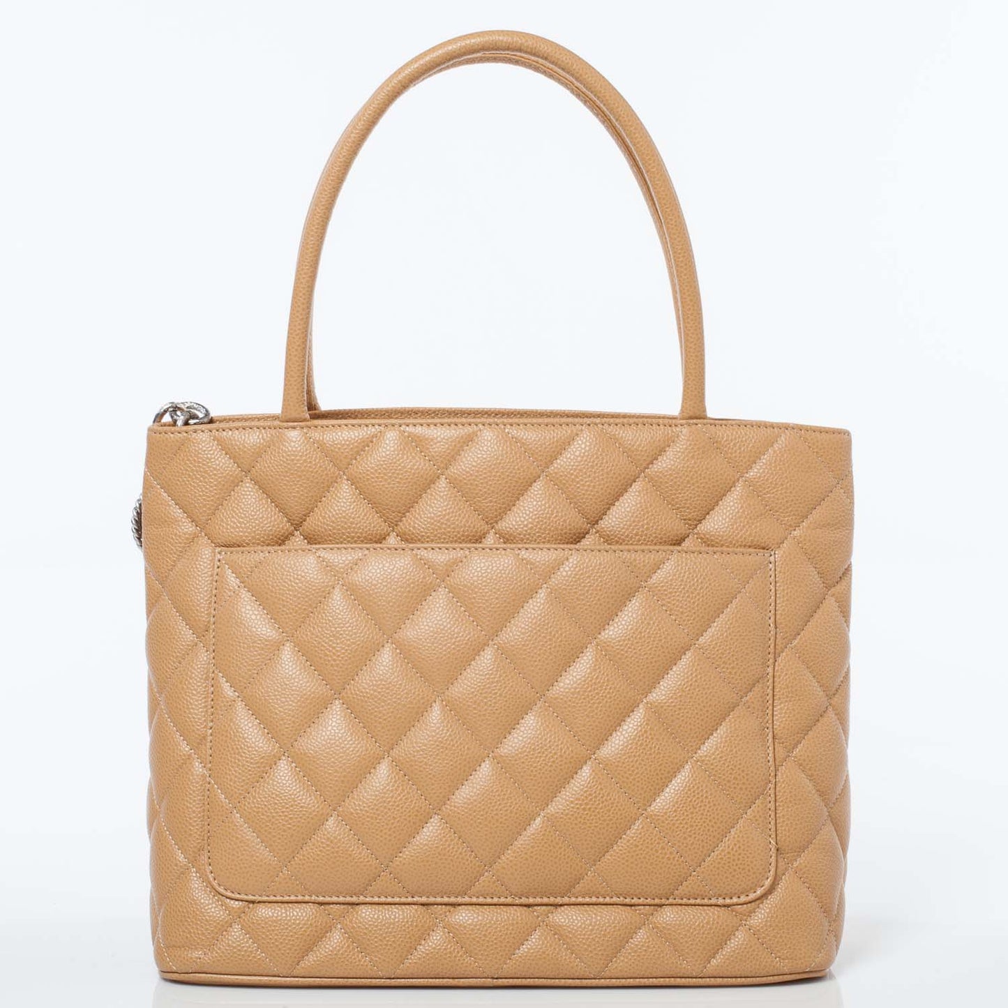 Caviar Medallion CC Tote Dark Beige