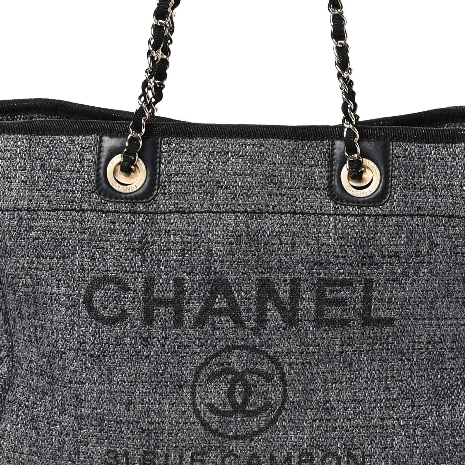 Chanel Lurex Boucle Small Deauville Tote Black 8 of 15