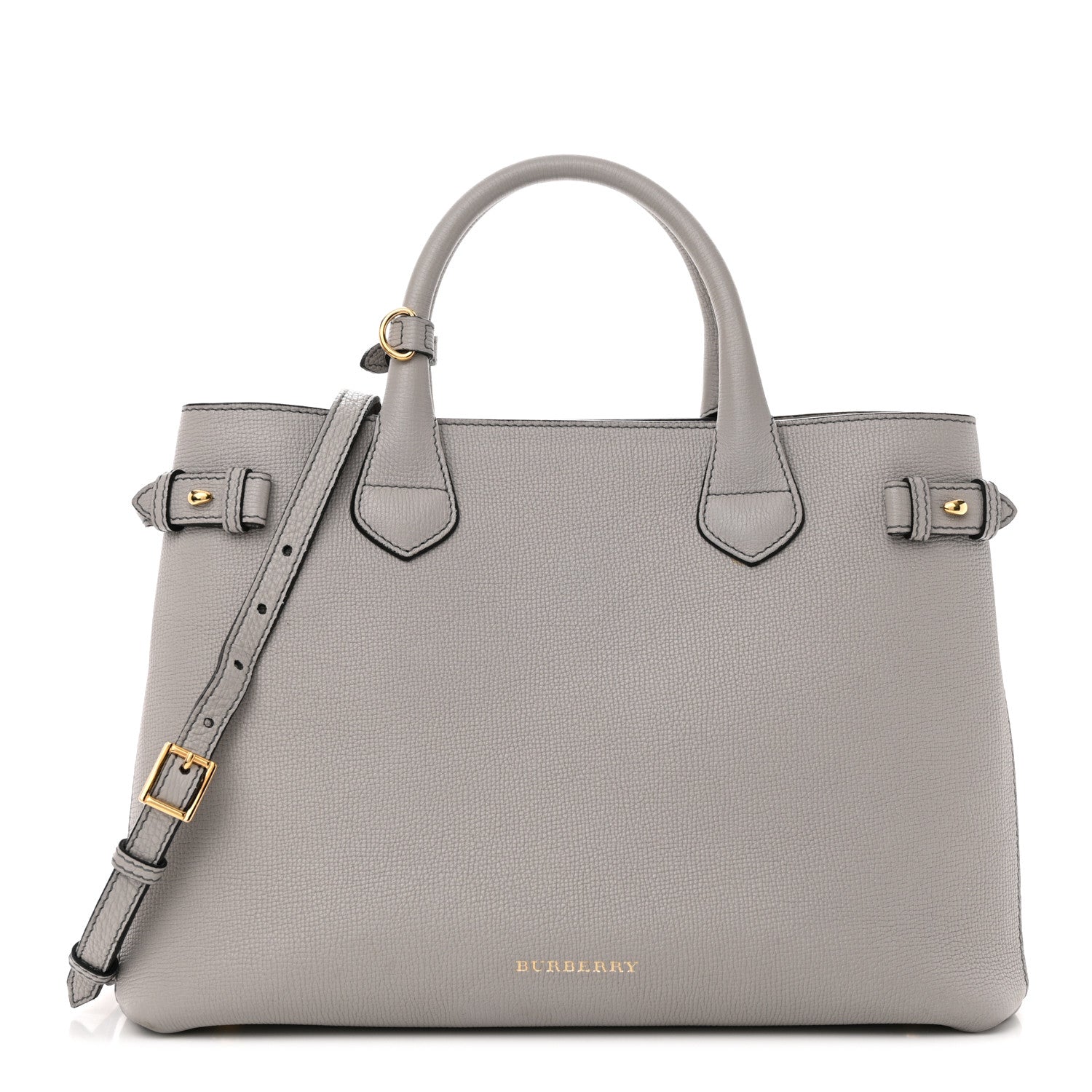 Burberry Derby Calfskin House Check Medium Banner Tote Pale Grey 1 of 12