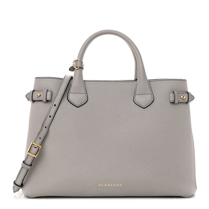 Burberry Derby Calfskin House Check Medium Banner Tote Pale Grey 1 of 12
