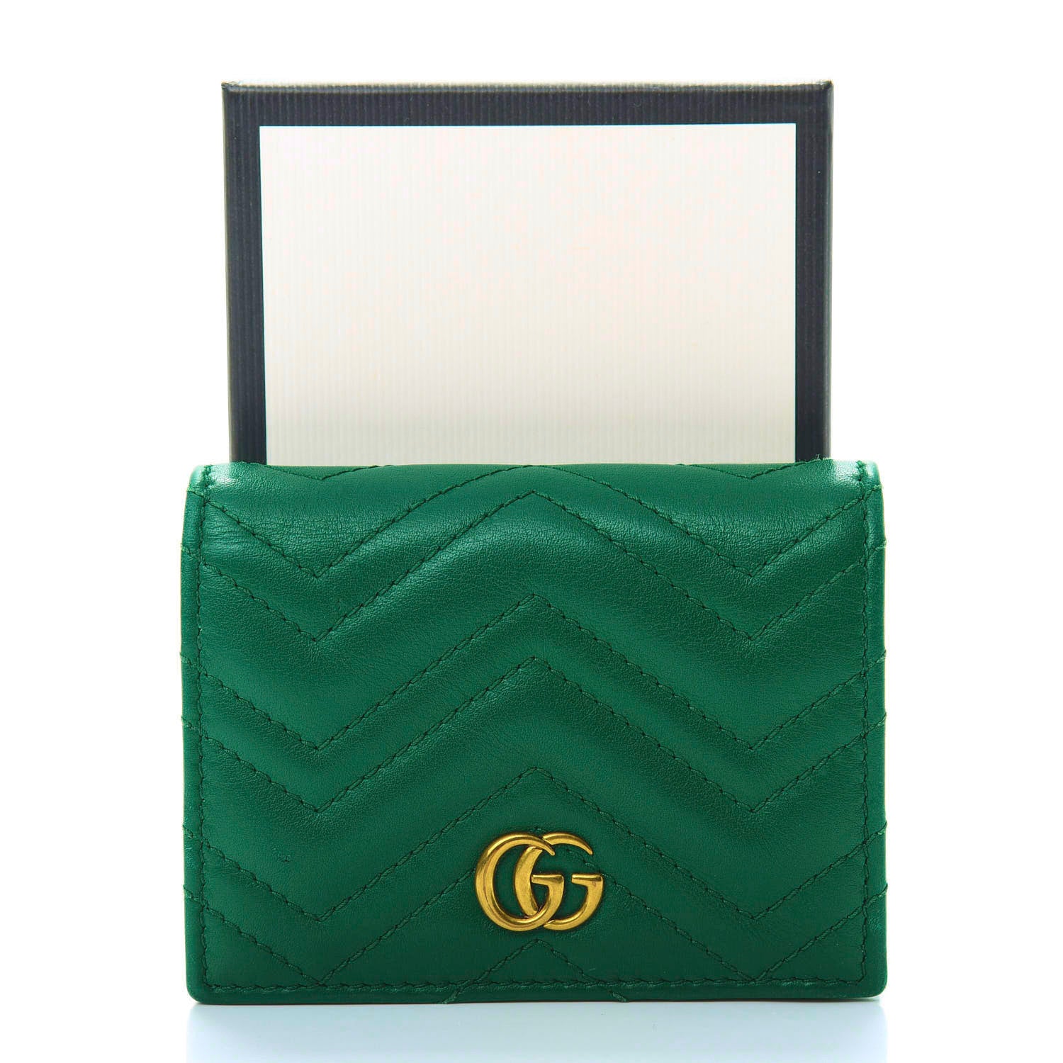 Gucci Calfskin Matelasse GG Marmont Card Case Wallet Emerald 12 of 12