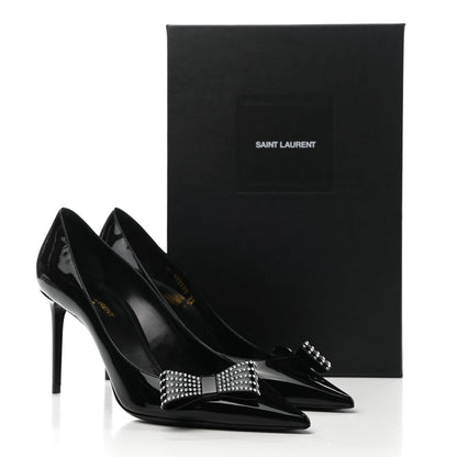 Saint Laurent Patent Calfskin Zoe Bow 85 Pumps 39 Black 11 of 11