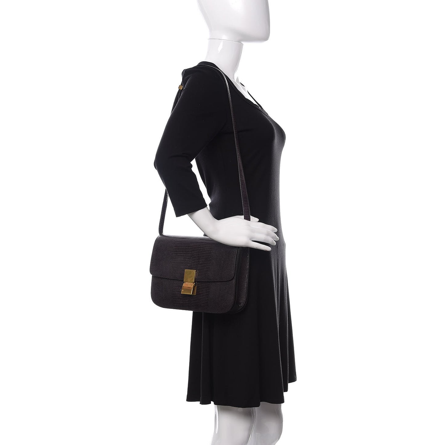 Lizard Medium Classic Box Flap Bag Velvet