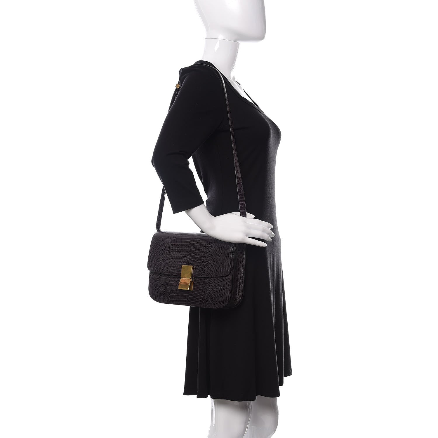Celine Lizard Medium Classic Box Flap Bag Velvet 2 of 9