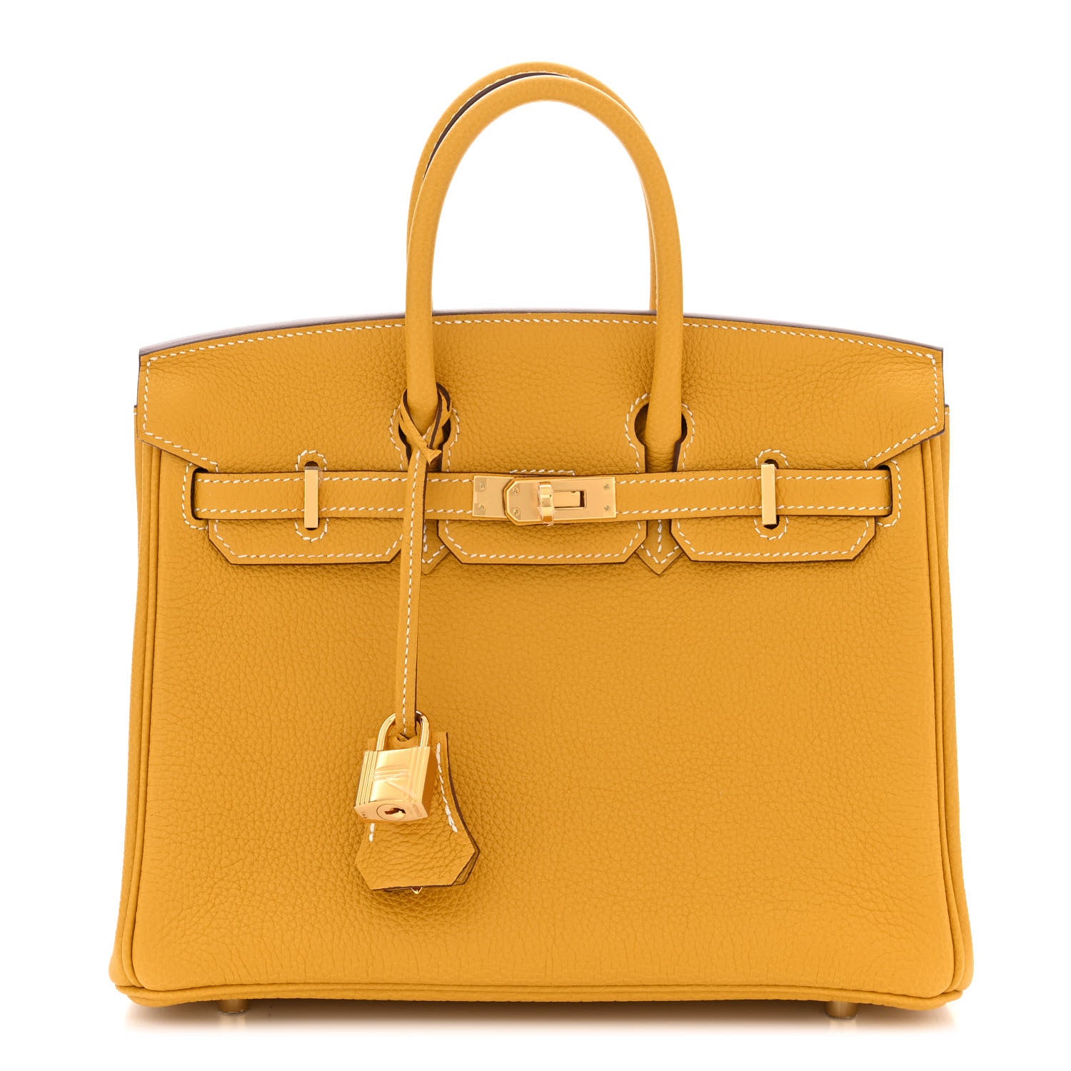 Hermes Togo Horseshoe Birkin 25 Jaune Ambre 1 of 11