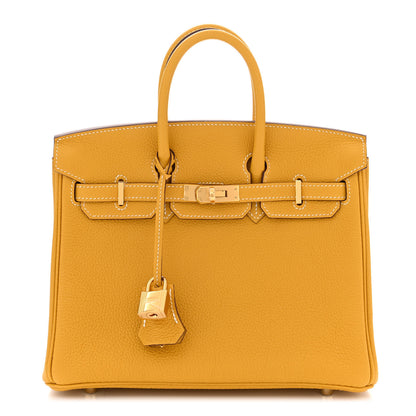Hermes Togo Horseshoe Birkin 25 Jaune Ambre 1 of 11
