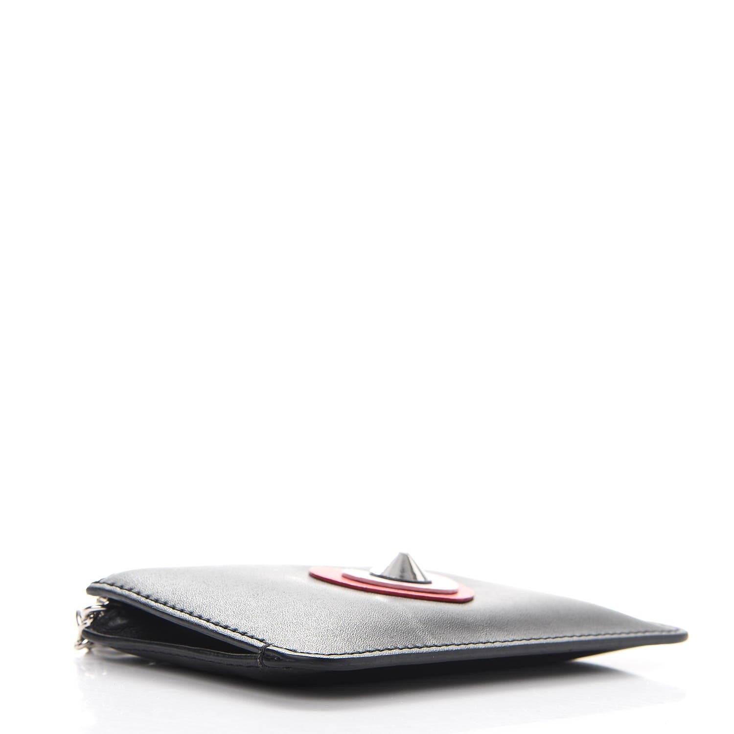 Fendi Vitello Elite Heart Coin Pouch Key Case Black 4 of 8