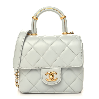 Chanel Lambskin Handle Crush Top Handle Flap Bag Grey 1 of 10