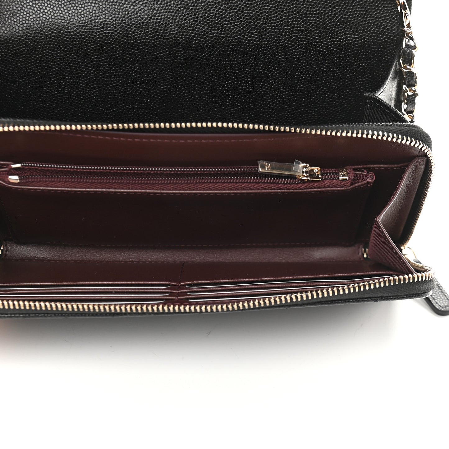 Caviar Quilted Flap Phone Holder With Removable Chain Black