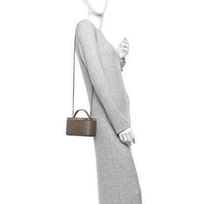 Chanel Calfskin Lizard Embossed Top Handle Vanity With Chain Dark Khaki 2 of 11