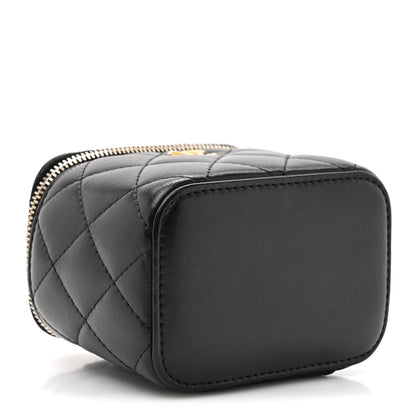 Chanel Lambskin Quilted Mini Pearl Crush Vanity Case With Chain Black 4 of 10