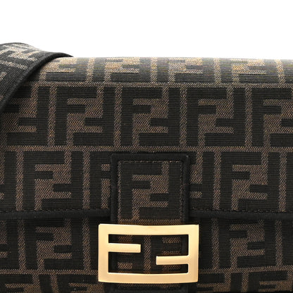 Fendi Fabric Jacquard FF 1974 Medium Baguette Tobacco Moro Black 8 of 10