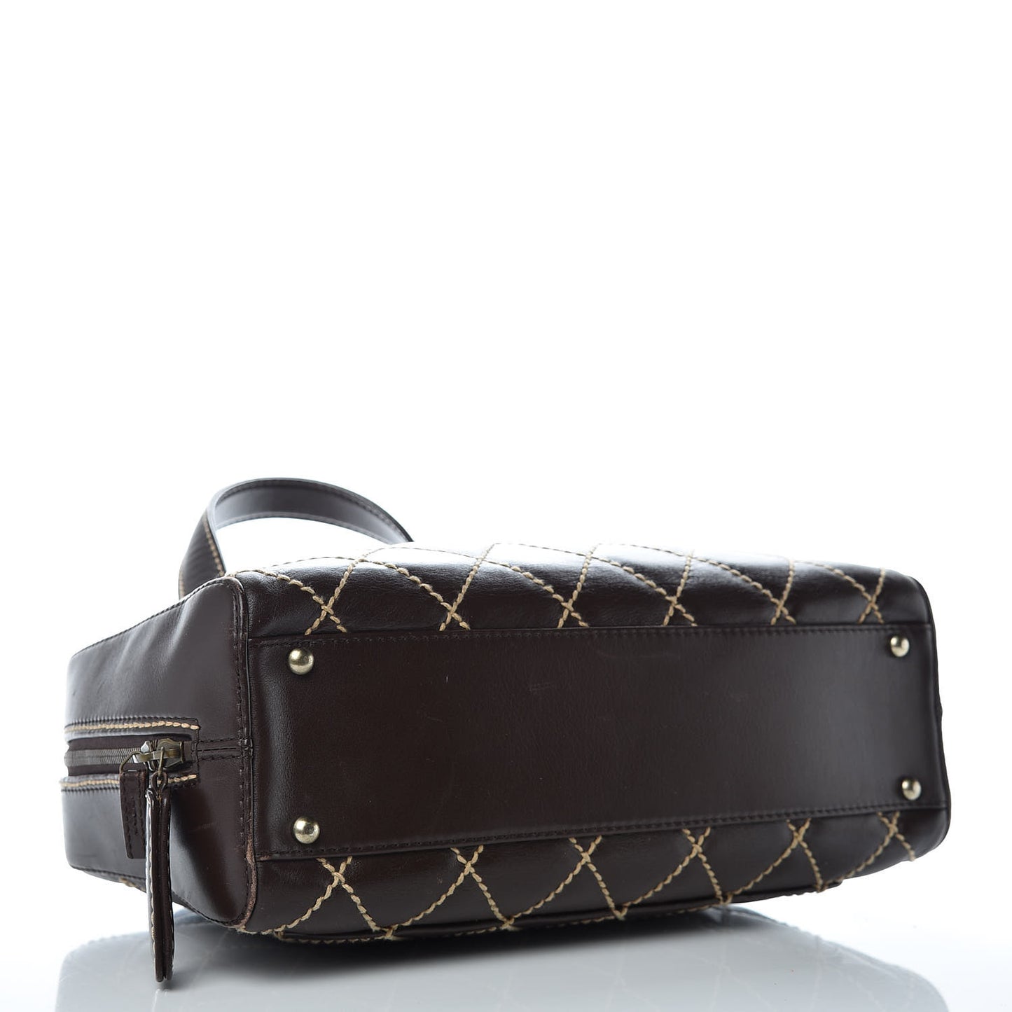 Calfskin Wild Stitch Top Handle Bag Brown