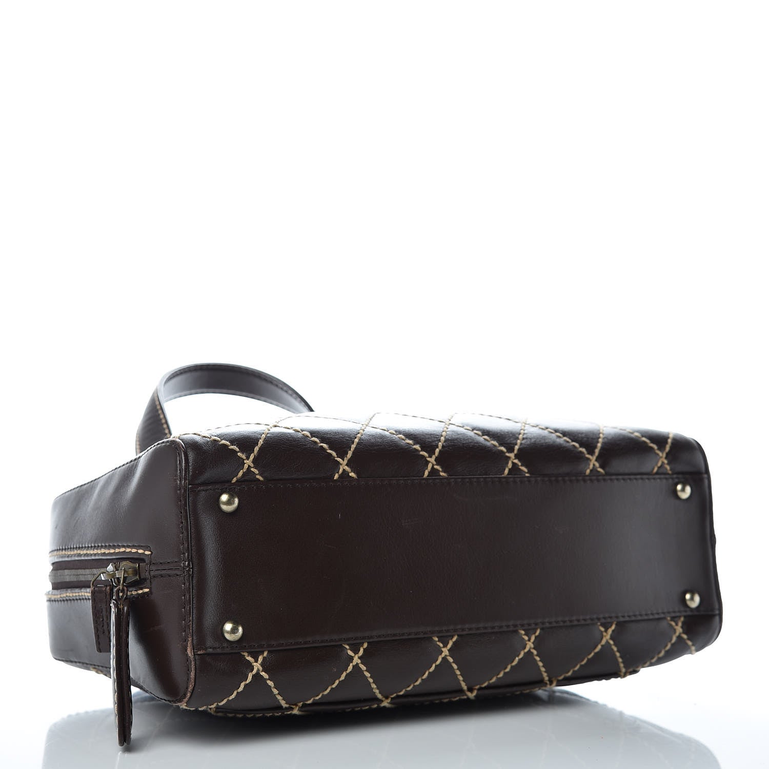 Chanel Calfskin Wild Stitch Top Handle Bag Brown 4 of 14