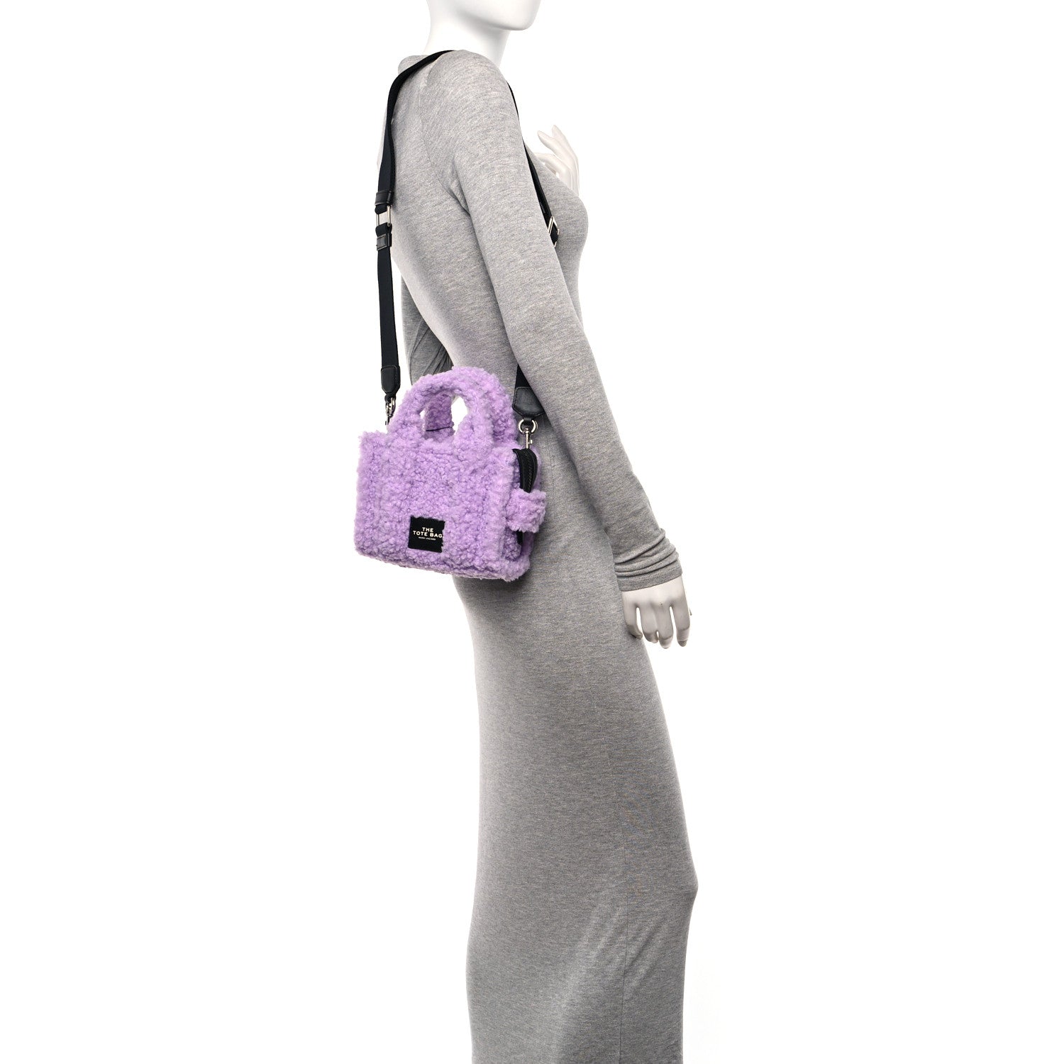 Marc Jacobs Faux Shearling Mini The Traveler Tote Bag Lilac 2 of 10