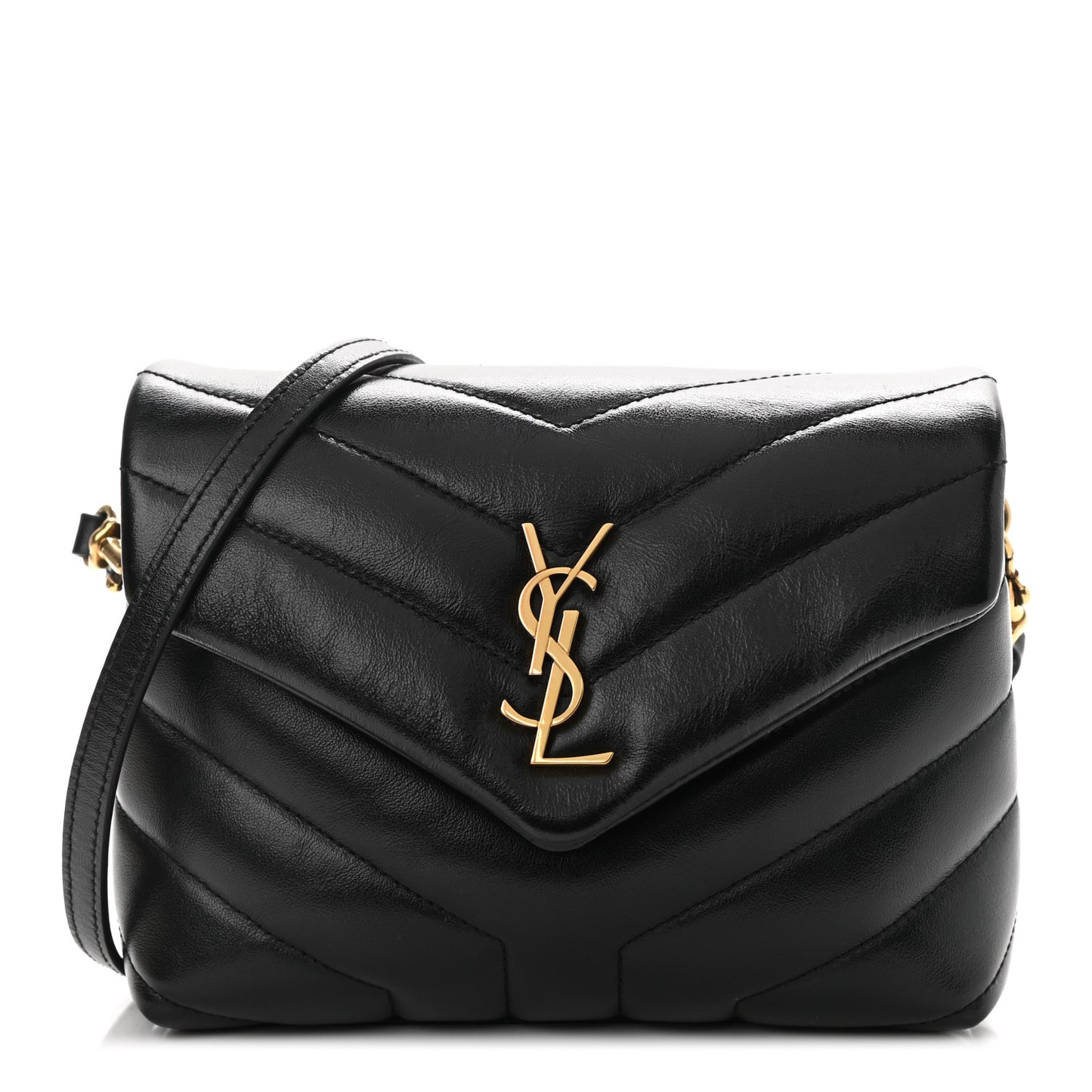Calfskin Y Quilted Monogram Toy Loulou Crossbody Bag Black