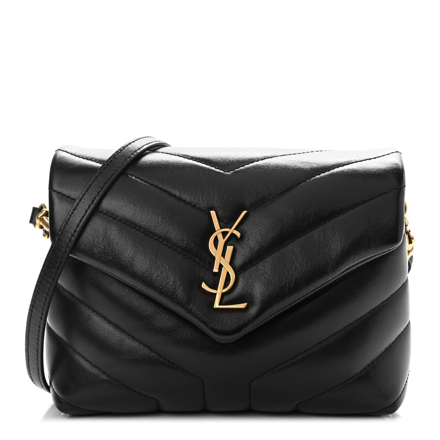 Saint Laurent Calfskin Y Quilted Monogram Toy Loulou Crossbody Bag Black 1 of 11