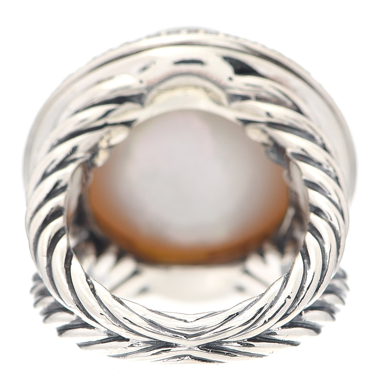 David Yurman Sterling Silver Diamond Pearl 18mm Cerise Ring 52 6 4 of 6