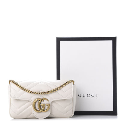 Gucci Calfskin Matelasse Super Mini GG Marmont Shoulder Bag White 11 of 11