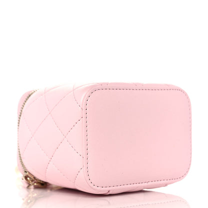 Chanel Lambskin Quilted Mini Vanity Case With Pearl Chain Light Pink 3 of 10