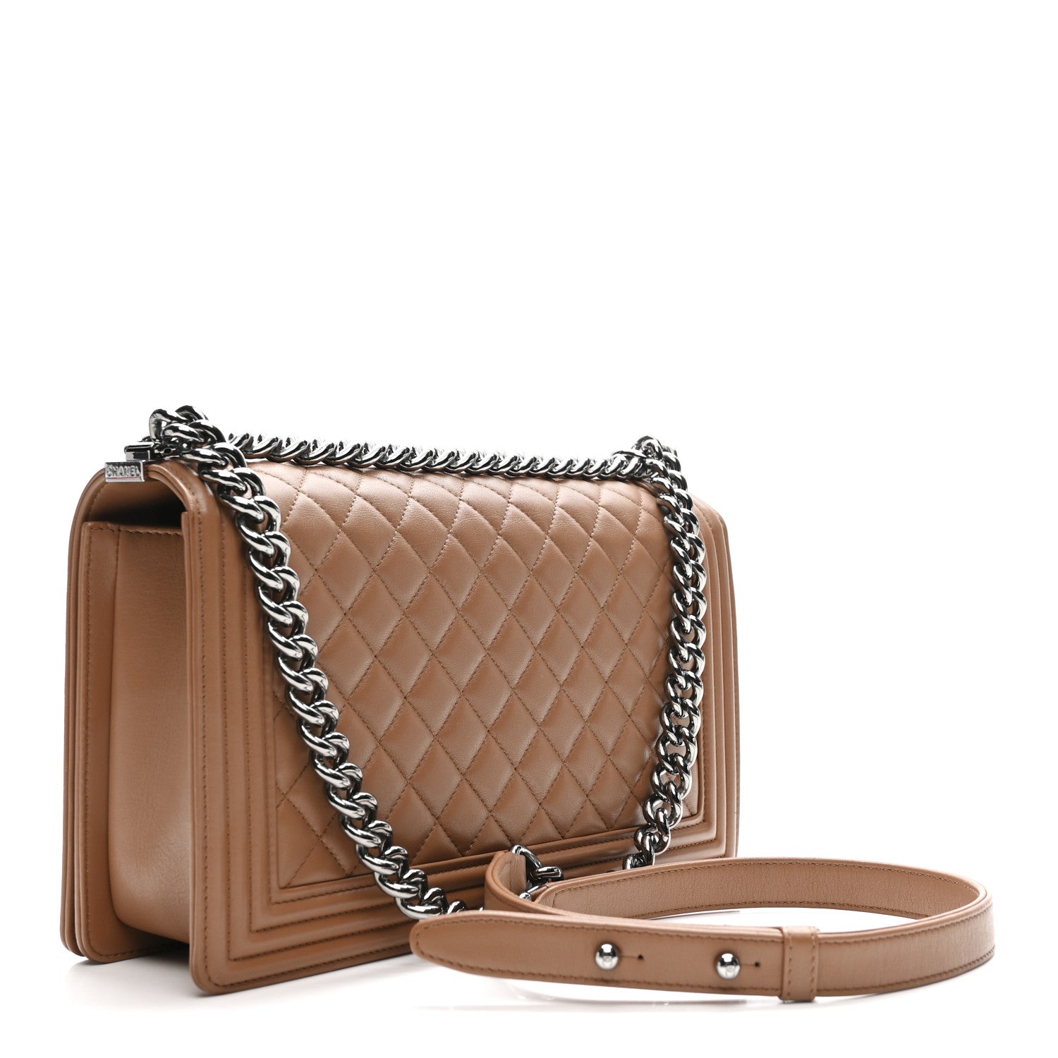 Chanel Calfskin Quilted New Medium Boy Flap Dark Beige 3 of 14