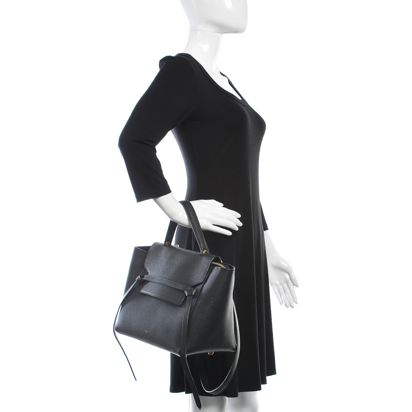 Grained Calfskin Small Belt Bag Black