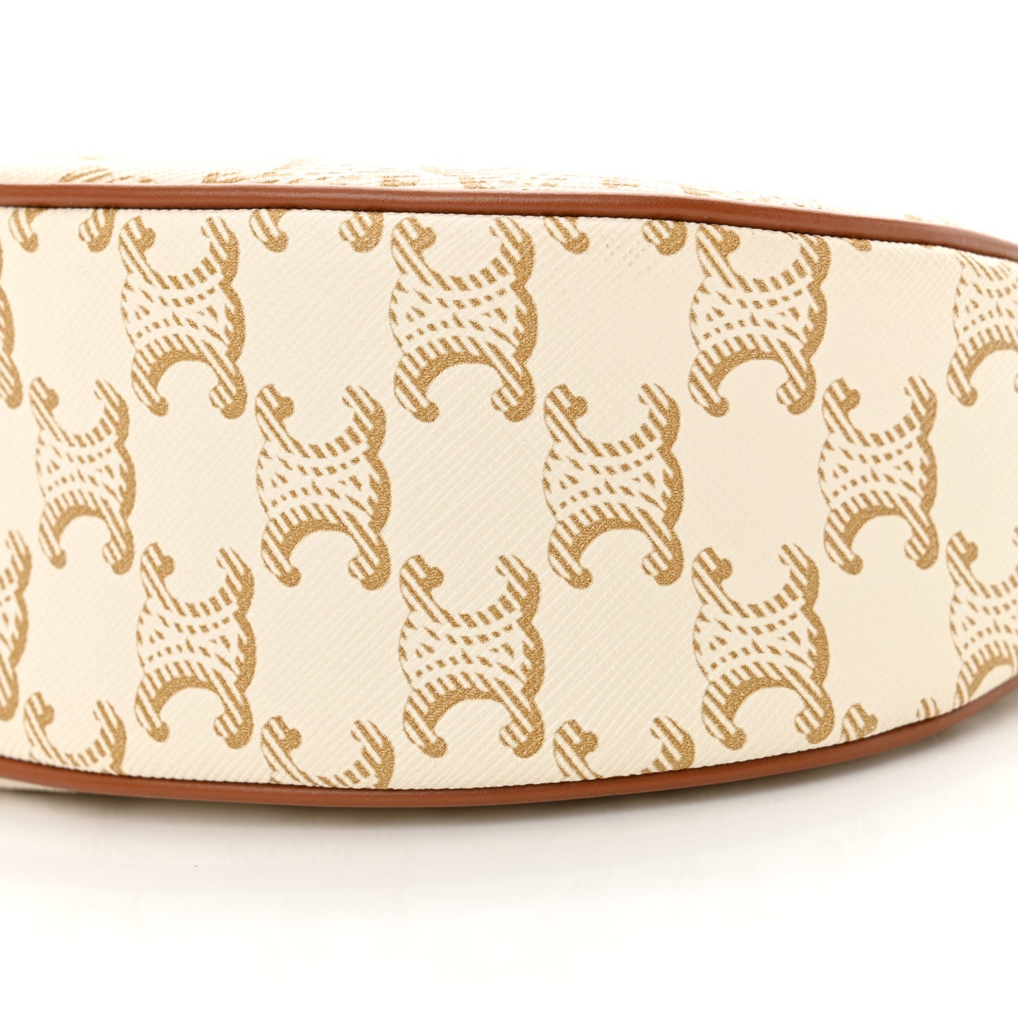 Canvas Calfskin Ava Triomphe Shoulder Bag White