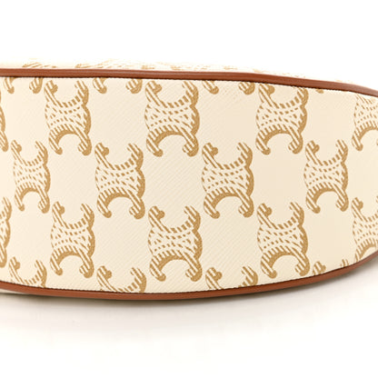 Celine Canvas Calfskin Ava Triomphe Shoulder Bag White 10 of 10