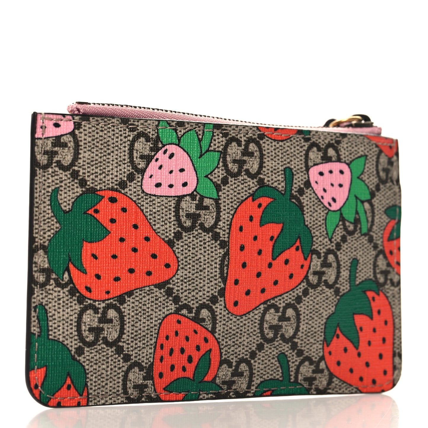 GG Supreme Monogram Strawberry Key Case
