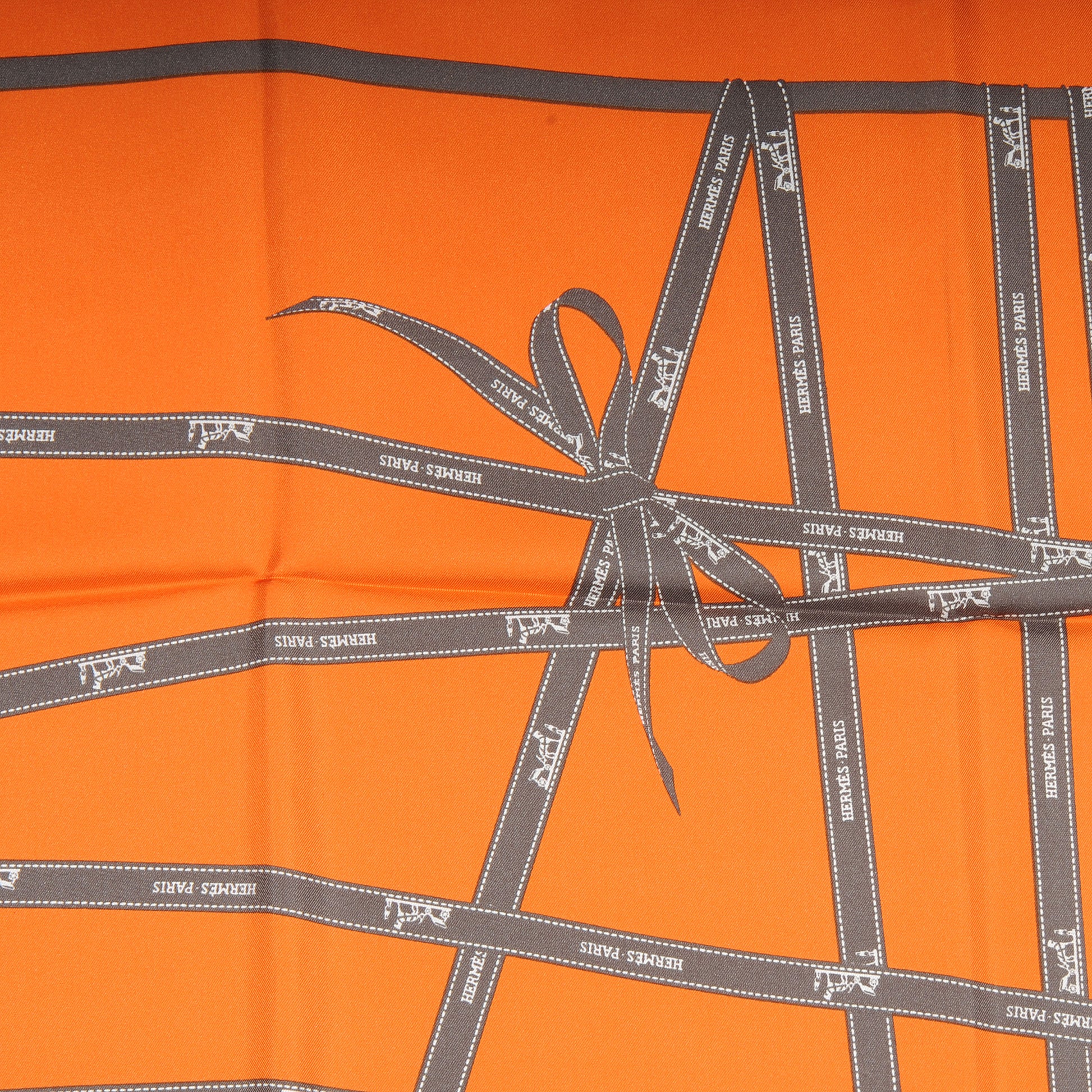 Hermes Silk Bolduc Orange Scarf 90 1 of 5
