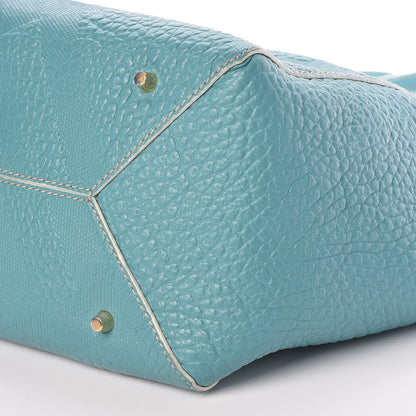 Burberry Signature Grain Calfskin Check Embossed Small Canterbury Tote Aqua Green 10 of 10
