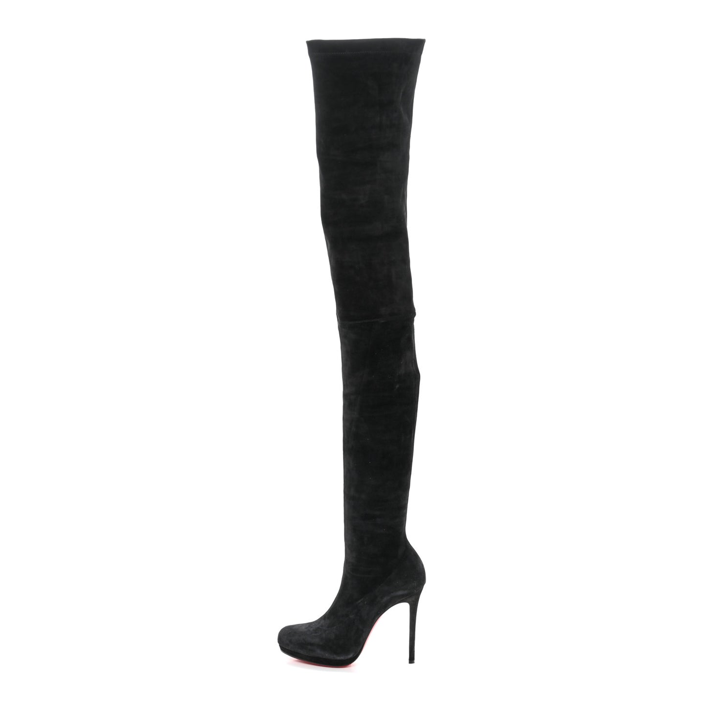 Suede Calfskin Louise XI 120 Thigh High Boots 40 Black
